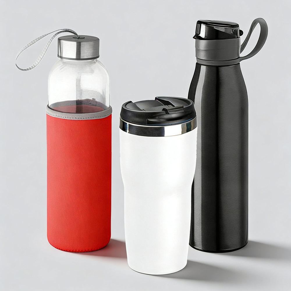 Bottles and thermo mugs
